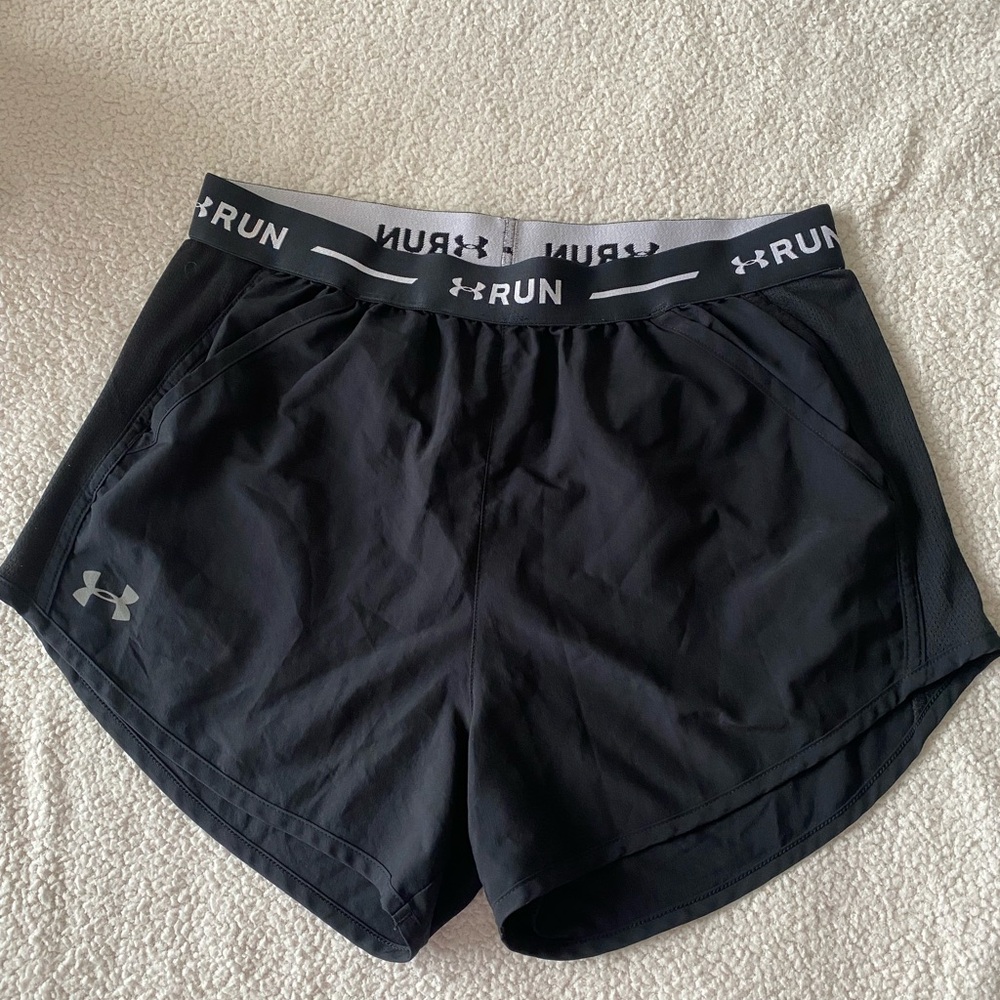 Under Armour Run Shorts Black HeatGear Athletic Running Shorts Size M